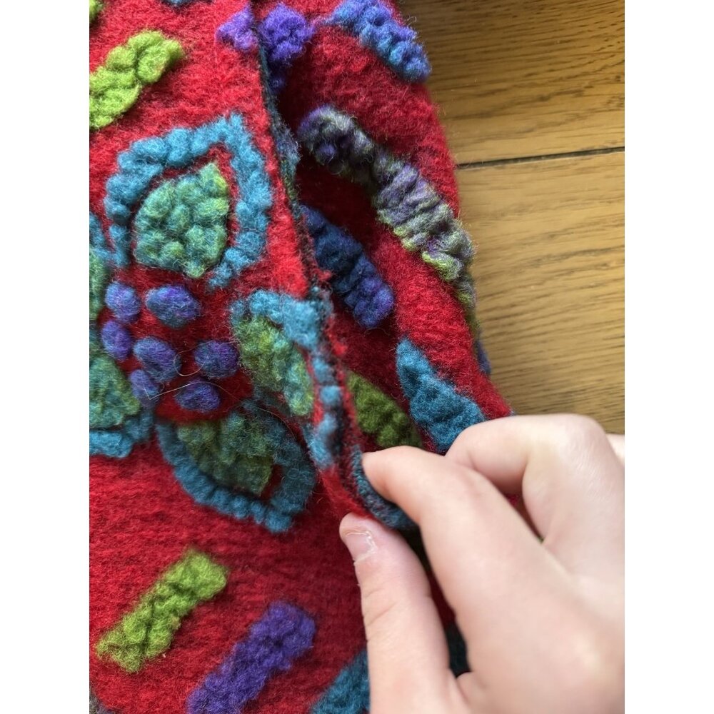 Made in Italy Women Coat Lined Wool Blend? Size Measured Embroidered Button READ - Picture 6 of 9